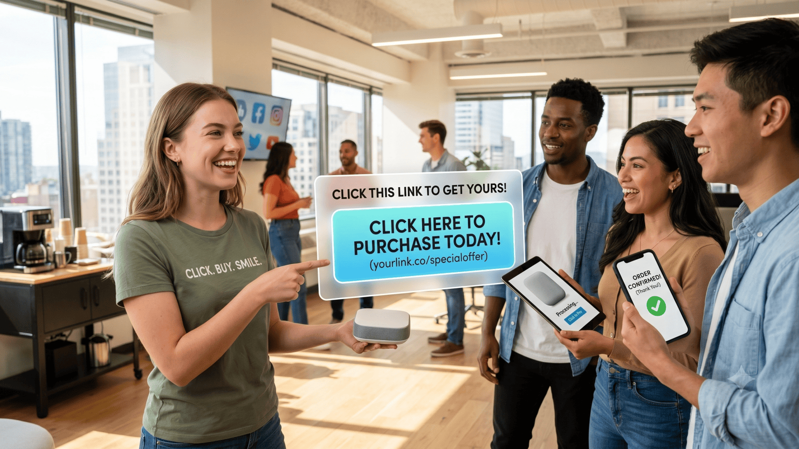 <p>Encourage customers to click your link and purchase</p>