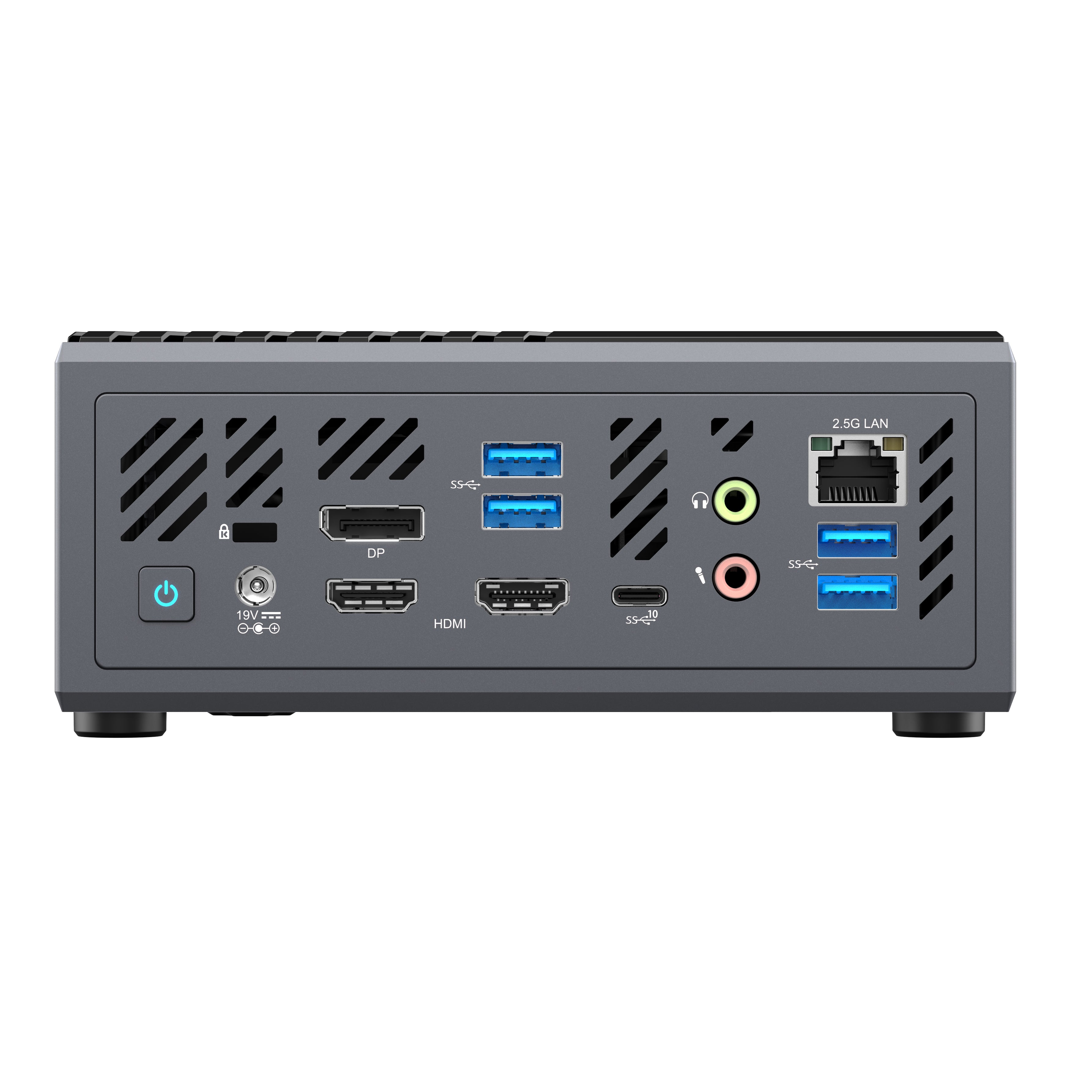 Ports and buttons for  Minisforum EliteMini B550