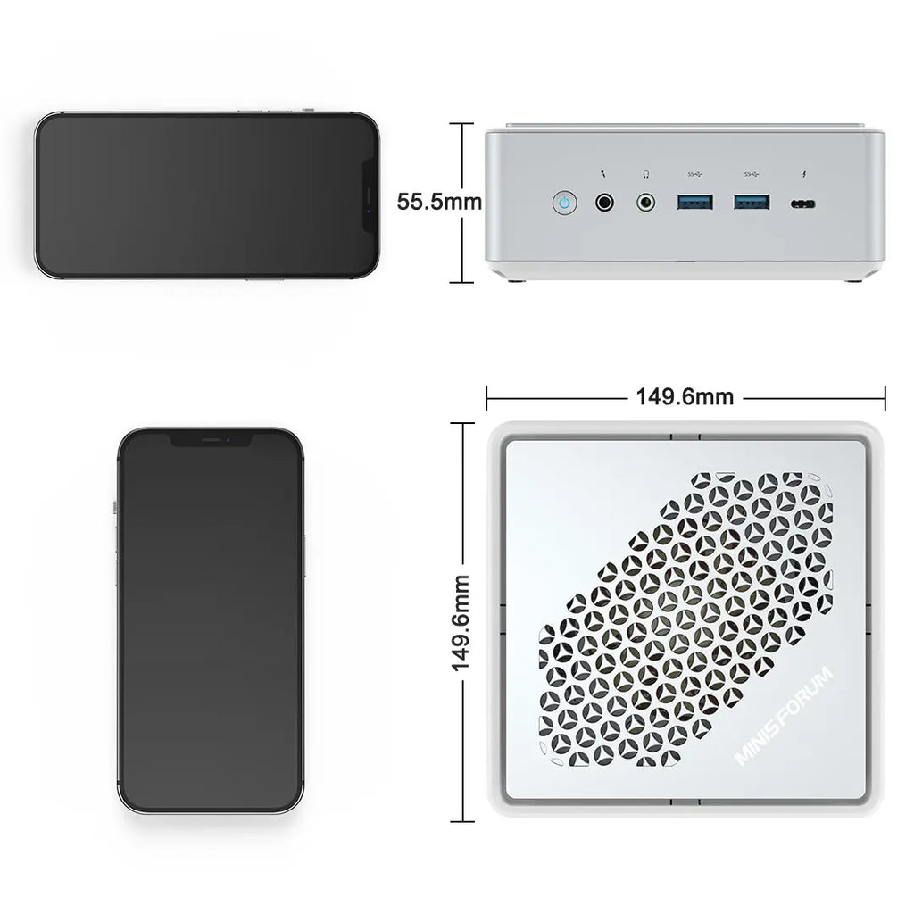 Dimensionen von Minisforum EliteMini TH50 Mini PC