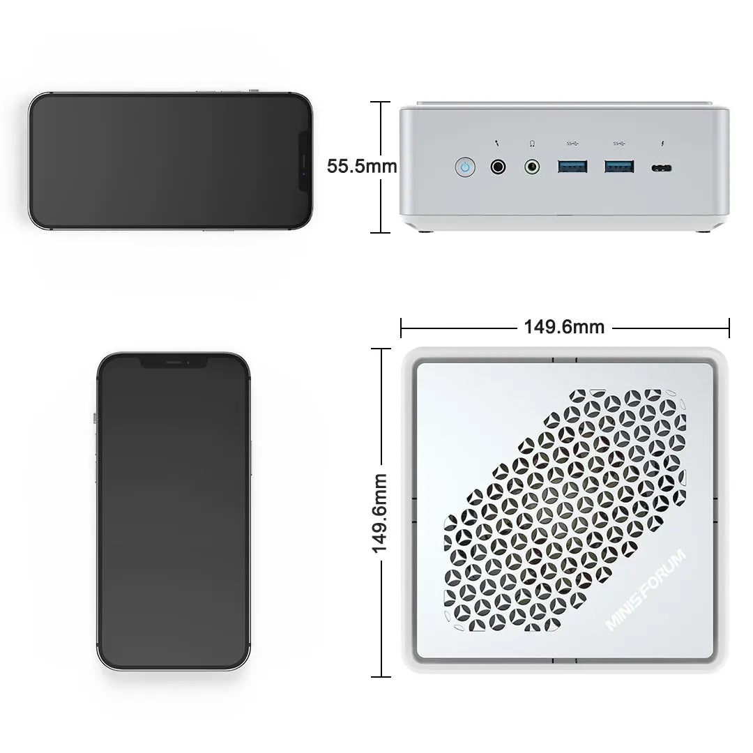 Dimensionen von Minisforum EliteMini TH50 Mini PC